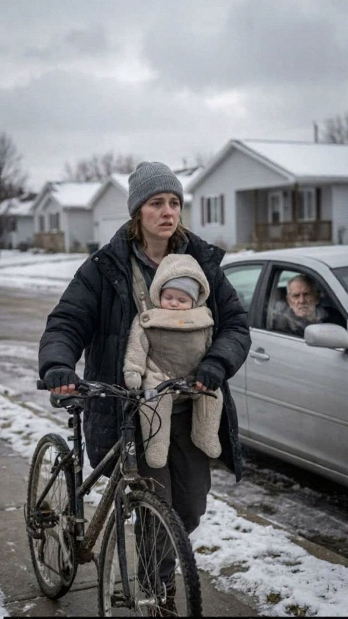 Ich stapfte durch den eiskalten Schnee mit meinem neugeborenen Kind, weil meine Eltern behaupteten, wir hätten kein Geld. Plötzlich hielt mein milliardenschwerer Großvater vor mir. „Warum fährst du nicht den Mercedes, den ich dir geschenkt habe?“ fragte er streng. „Meine Schwester benutzt ihn…“, flüsterte ich. Er wandte sich an seinen Chauffeur: „Fahr zur Polizeistation.“ Als wir schließlich die Kontoauszüge sahen, war der Polizist fassungslos über die Wahrheit hinter meiner angeblichen „Armut“.