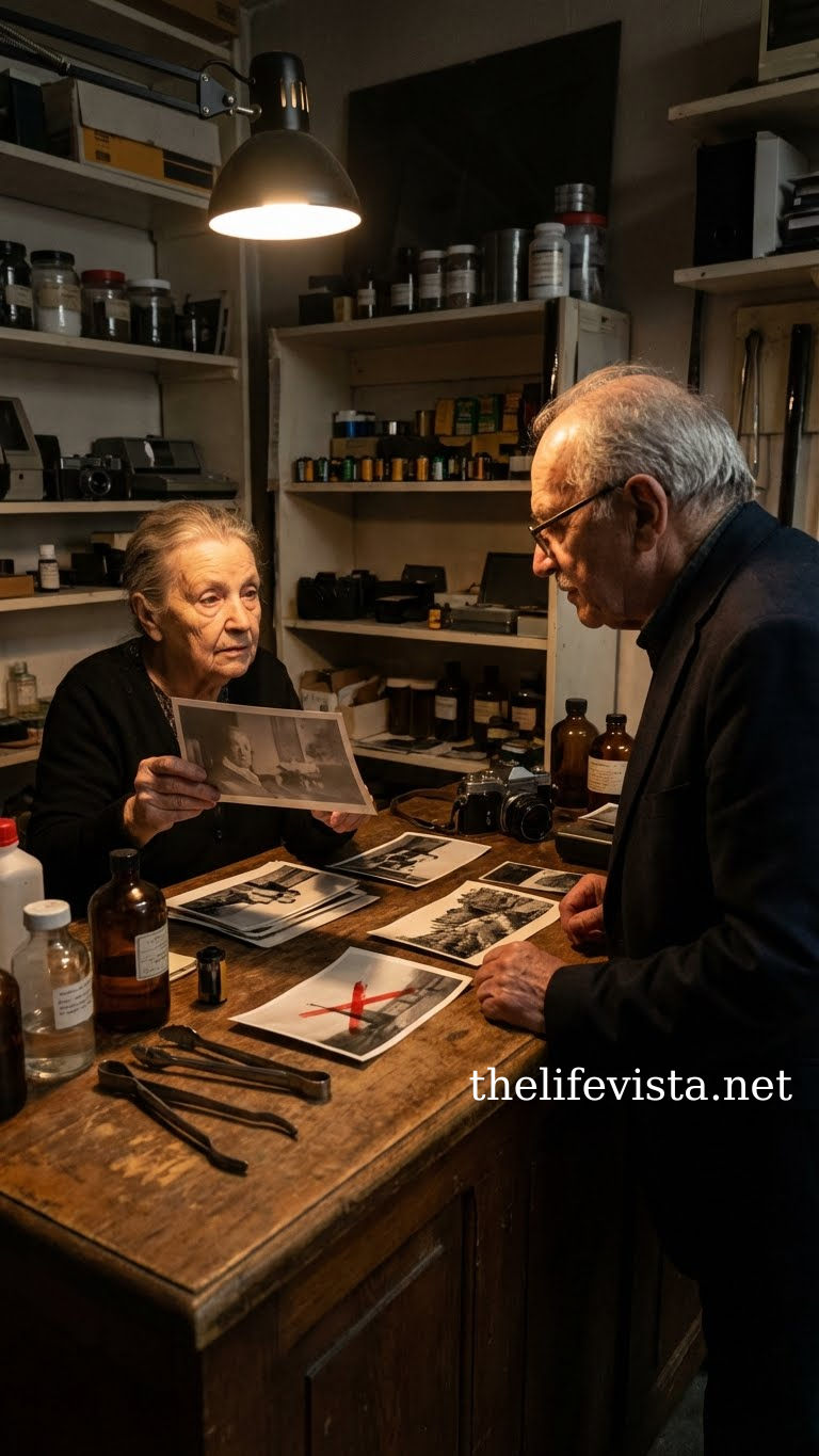 I only took my late husband’s camera to be developed. But when the photographer saw the final photo, he went pale and whispered, You need to go somewhere safe.