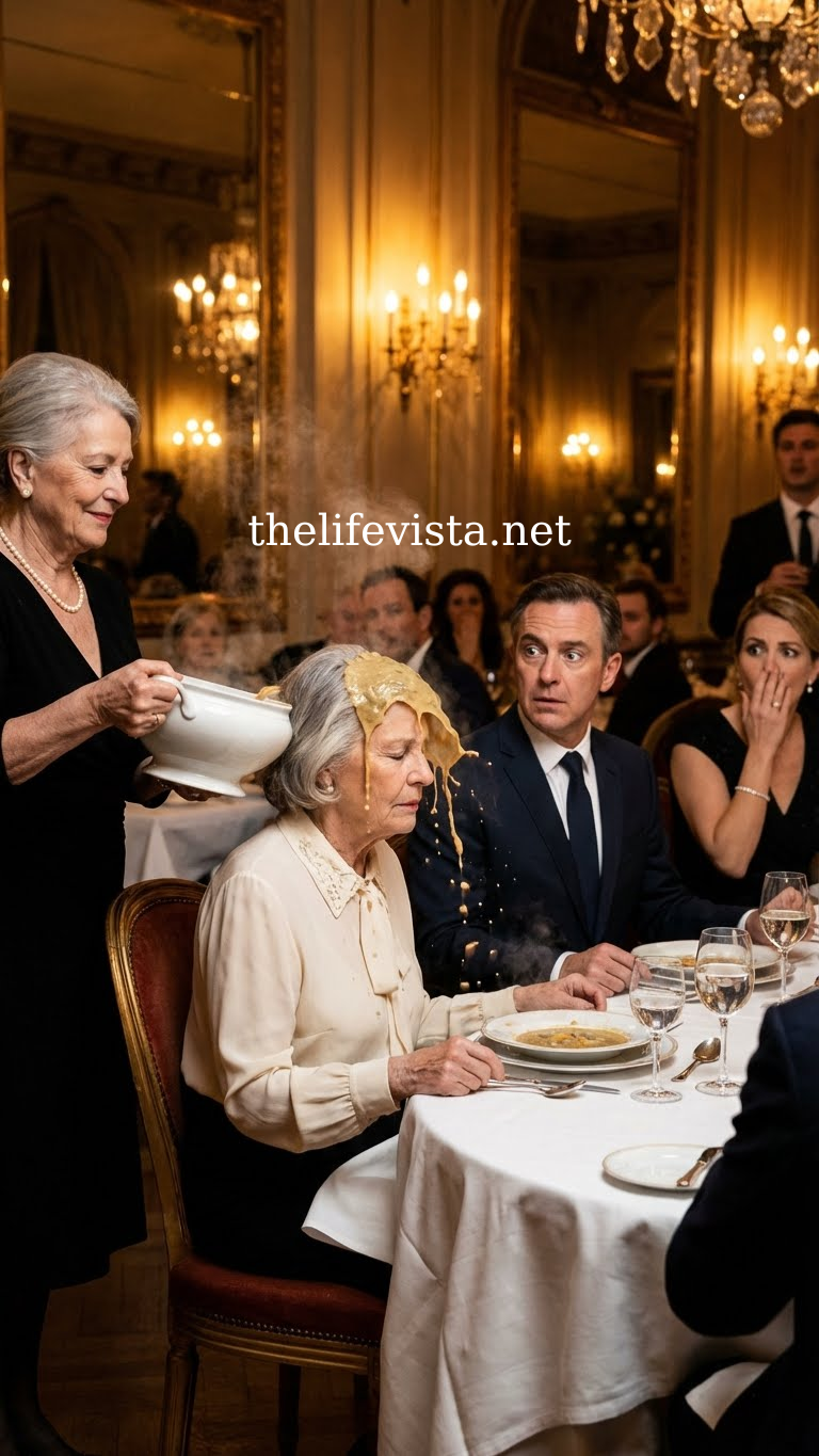 At dinner, my son’s mother-in-law threw hot soup in my face and smiled. That’s what you deserve! she hissed. I wiped my face, stared back, and in that moment, I knew exactly how I was going to make her regret it.