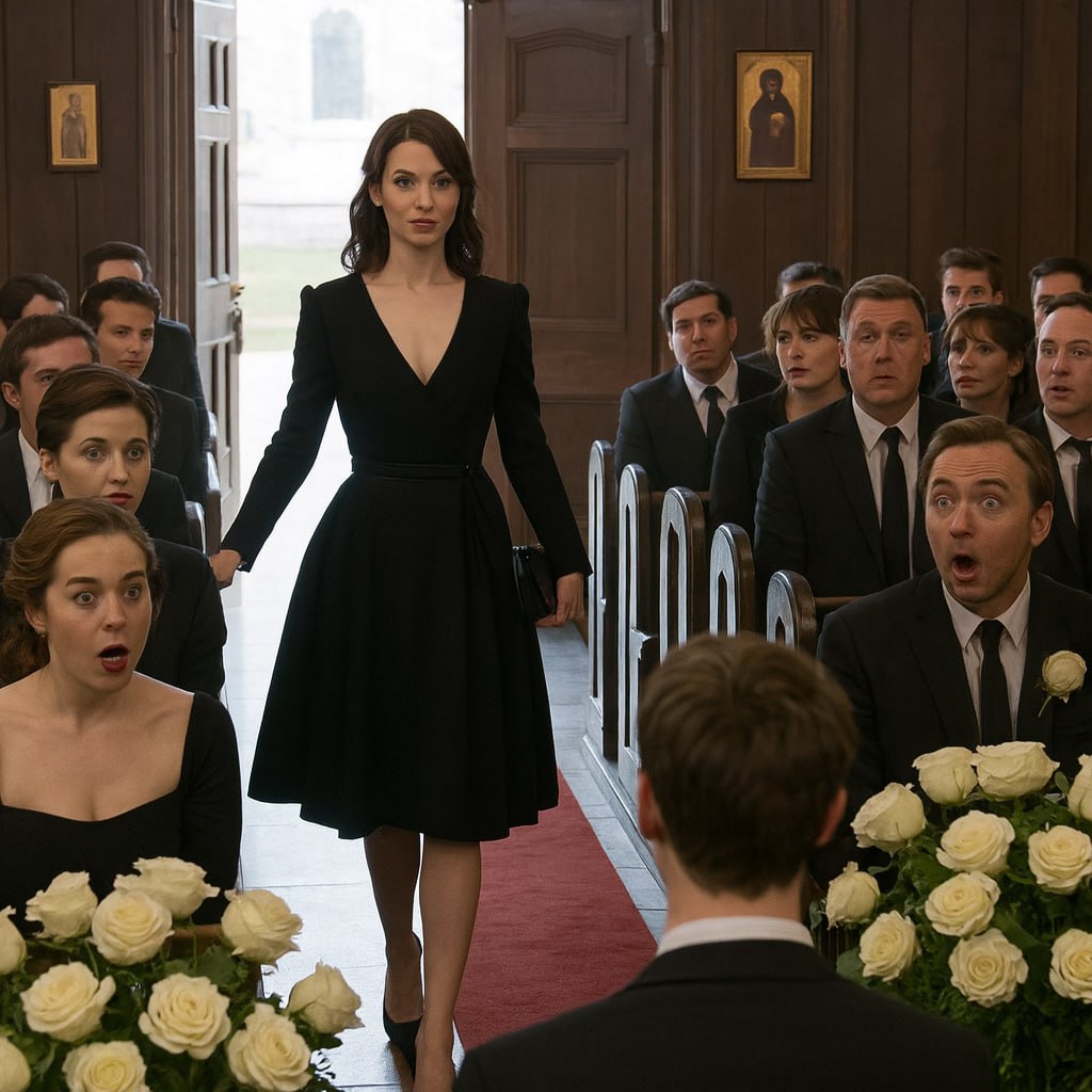 In der Nacht vor der Beerdigung meiner Mutter zog mich mein Vater beiseite und flüsterte: „Was auch immer du morgen siehst… sag kein Wort.“ Zuerst dachte ich, er sei einfach vom Kummer überwältigt – bis der Anwalt das Testament öffnete und die letzte Zeile vorlas: „Alles, was ich besitze, gehört der Tochter, die ich vor Amelia hatte.“ Der Raum brach in Aufruhr aus. Ich starrte meinen Vater an, der blass wurde und sich krampfhaft an den Stuhl klammerte, um nicht zusammenzubrechen. Dann öffneten sich die Türen der Kapelle… Eine Frau trat ein, die mir aufs Haar glich. Alle hielten den Atem an. Mein Vater flüsterte zitternd: „Sie hätte nicht zurückkommen dürfen.“