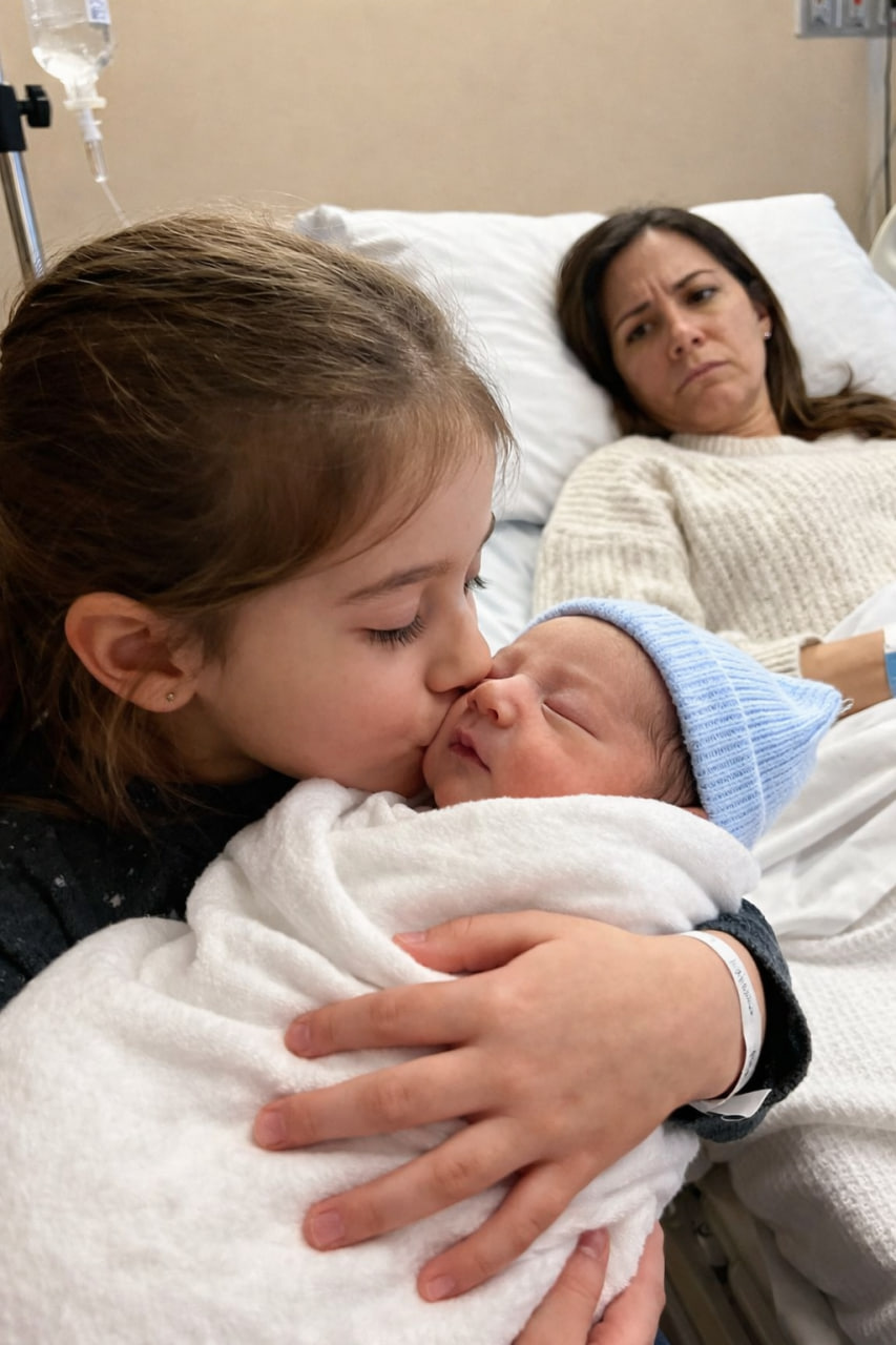 „Jetzt muss ich nicht mehr allein mit ihnen sein“, flüsterte meine fünfjährige Tochter, während sie ihre neugeborene Schwester hielt – ein einziger Satz, der die Wahrheit über meine Ehe enthüllte und mich dazu brachte, meine Töchter zu schützen und zu gehen.