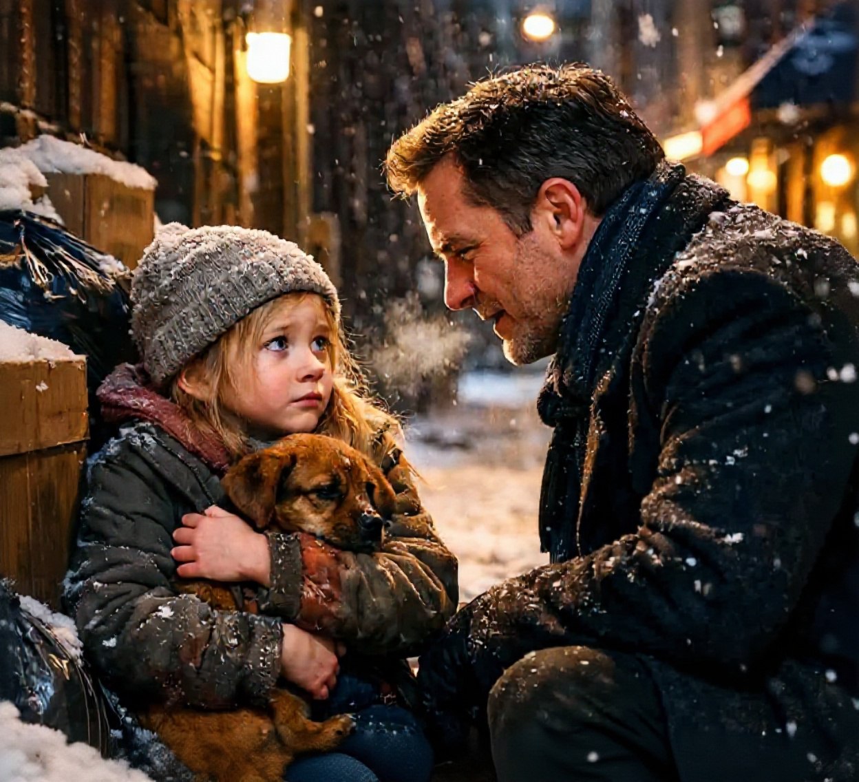 „Ich ließ meine Limousine in New York anhalten, um einem frierenden, obdachlosen Mädchen zu helfen – doch das Foto in ihrer Tasche ließ mich erkennen, dass sie keine Fremde war … sondern …“