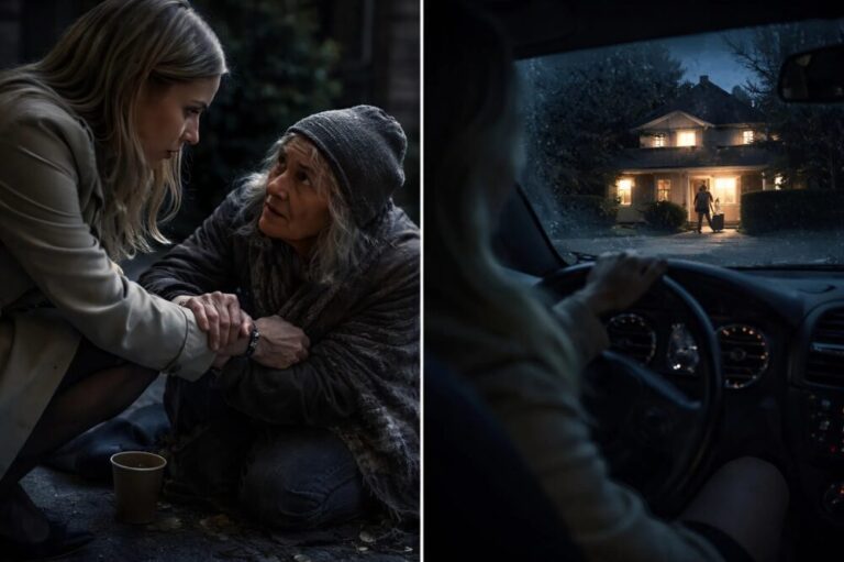 Die alte Frau, der ich Kleingeld gegeben hatte, packte mich am Arm und flüsterte: „Geh heute nicht sofort nach Hause, halte dich noch ein wenig auf.“