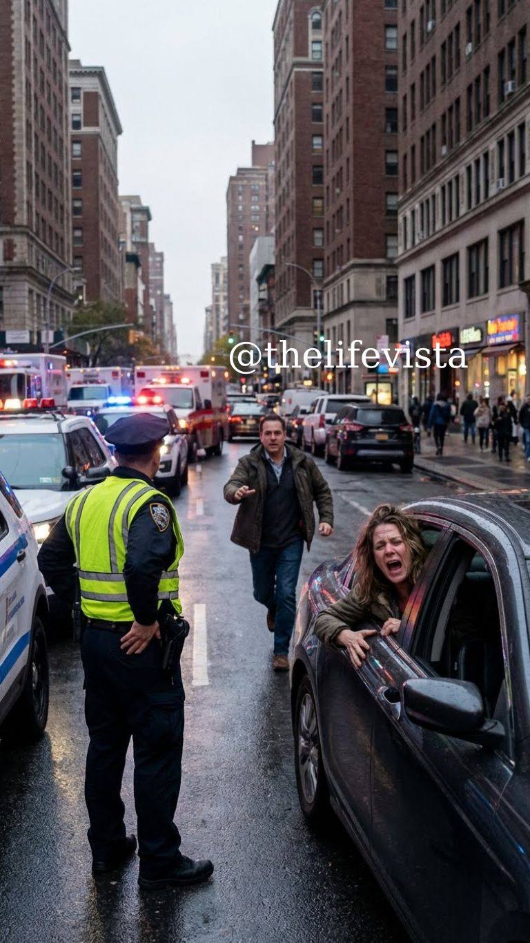 “Please—she doesn’t have time,” a father begged as rush-hour traffic froze the city. One police officer made a split-second decision that turned gridlock into a lifeline—and helped bring a baby safely into the world.