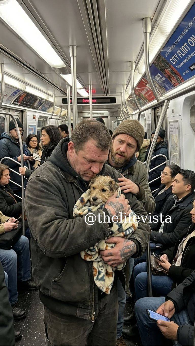 “I’m Sorry… He’s Not Going to Make It.” On a Crowded New York Subway, Passengers Pulled Away From a Tattooed Man Holding His Dying Dog—Until One Person Sat Beside Him and Changed Everything