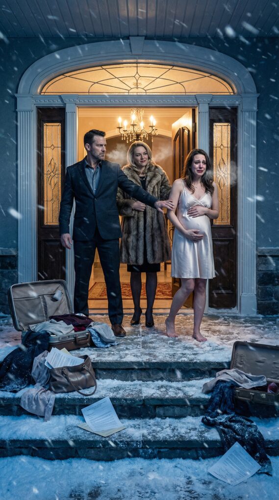 I signed the divorce papers with shaking hands—then he smiled like he’d been waiting for this moment. “Good girl,” billionaire Mason Hale murmured, snatching the pen. Minutes later, he yanked me outside in nothing but a thin coat, snow biting my bare ankles. “You’re not my problem anymore,” he said, nodding toward the gates. Behind him, his new bride laughed. I pressed my palm to my belly… and whispered, “Then you’ll never see what you just threw away.”