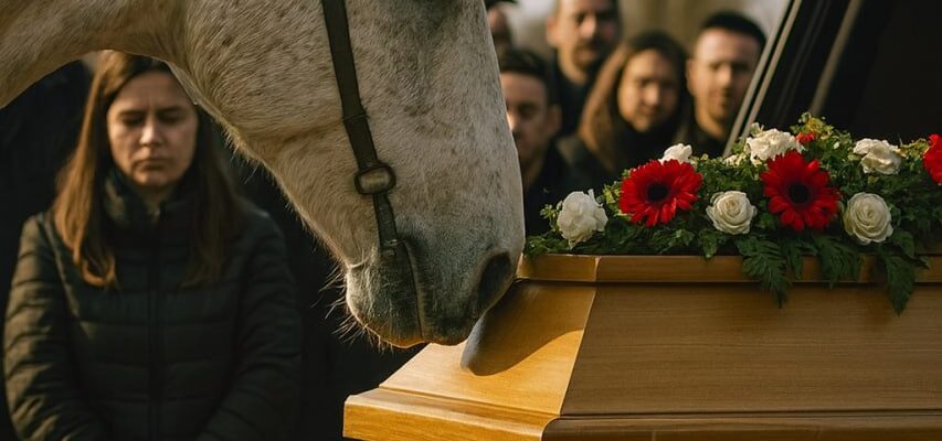 Während der Beerdigung, als der Sarg gerade in den Leichenwagen geladen wurde, tauchte plötzlich ein Pferd auf. Langsam näherte es sich dem Sarg, und das, was es dann tat, versetzte alle Anwesenden in Schock.