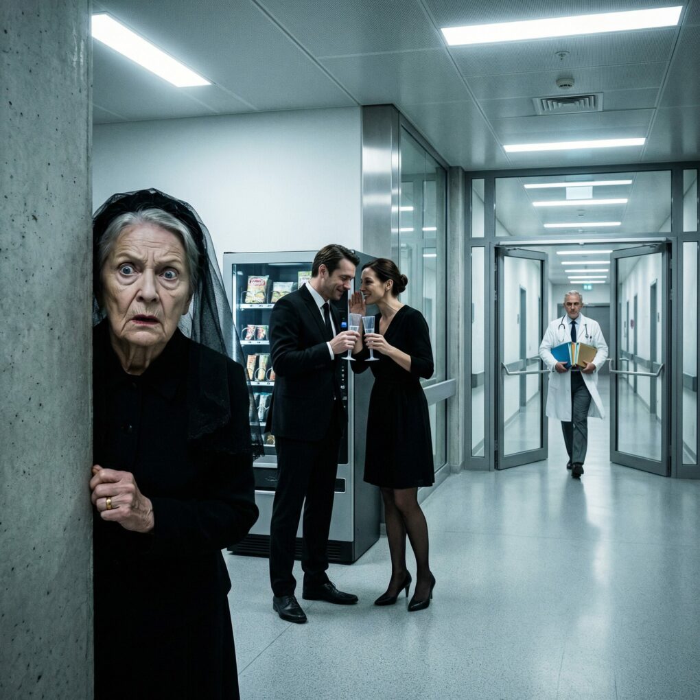 “My daughter is finally gone,” my son-in-law whispered, clinking champagne glasses with his lover—both of them in black, still smelling of the funeral home. “We’re free now.” I stood frozen in the hospital corridor, clutching my girl’s wedding ring in my fist, when the doctor rushed out, pale. “Mr. Collins… there’s something you need to know about your wife’s death.” His lover’s smile faltered. Mine didn’t.