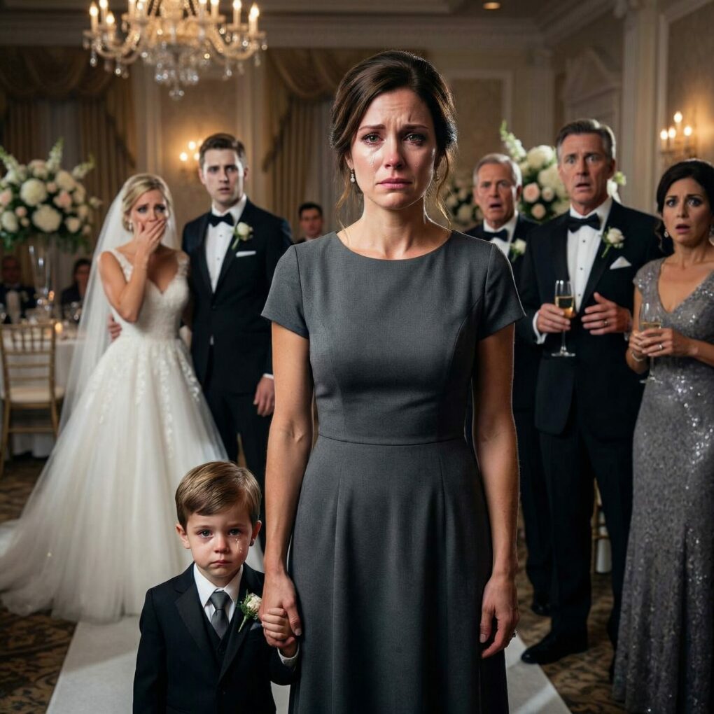 I stood frozen at my sister’s wedding as she smiled sweetly and said into the mic, “Some women marry rich. Some just raise mistakes.” Laughter rippled through the room. Then my mother leaned forward and added coldly, “At least her mistake wore shoes today.” My hands trembled around my phone—because what they didn’t know was that I wasn’t here to beg. I was here to reveal the truth… and end this wedding forever.