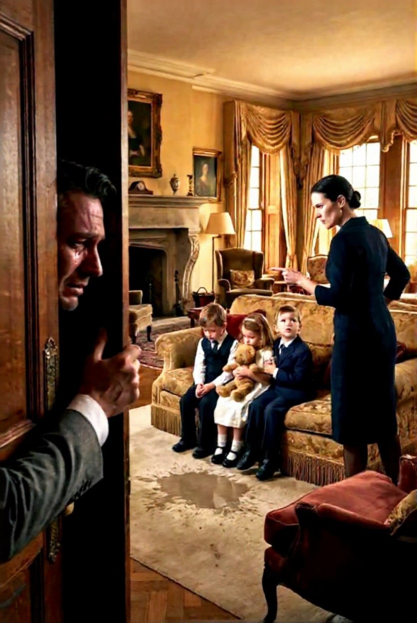 „Ein Millionärs-Witwer versteckte sich, um zu beobachten, wie seine Freundin mit seinen Drillingen umging – bis die Wahrheit alles veränderte.“