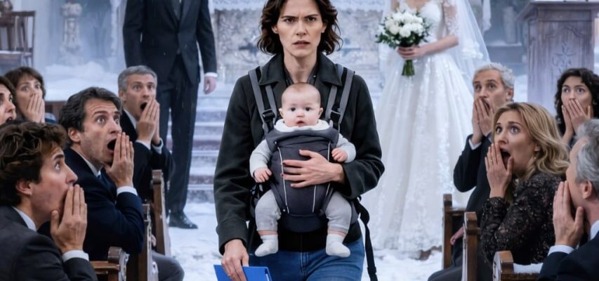 Sechs Wochen, nachdem mein Mann mich und unser Neugeborenes im Schneesturm verlassen hatte – betrat ich seine Hochzeit mit etwas, womit er niemals gerechnet hätte.