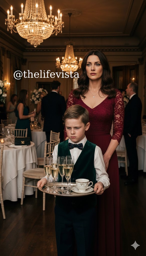 My son was treated like staff at my sister-in-law’s wedding—sent to work the room while everyone else ate. My mother-in-law showed no shame, saying he had no place at the table. When a guest realized who he really was, the room fell into stunned silence.