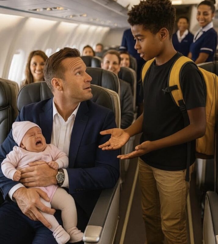 Das Baby des Milliardärs hörte im Flugzeug nicht auf zu weinen — bis ein schwarzer Junge das Undenkbare tat.