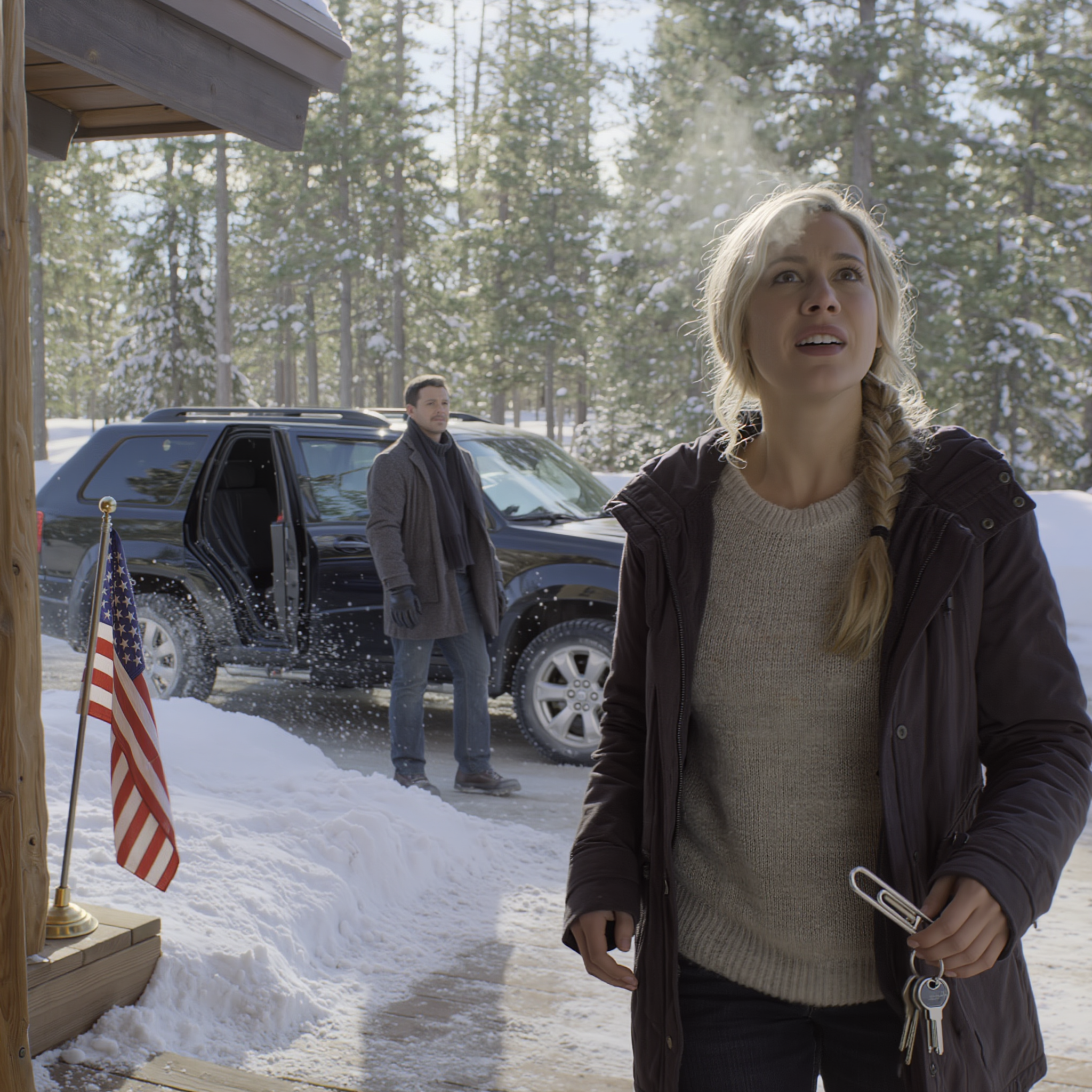 At Thanksgiving dinner, my husband glanced at me and said, ‘You’re so useless.’ The whole family burst out laughing as if it were the joke of the night. The next morning, I left everything behind – drove thousands of miles north, bought a dilapidated log cabin deep in the woods, and started a completely different life. Years later, on the day I finally opened the door to the house I had built with my own hands… my husband appeared.