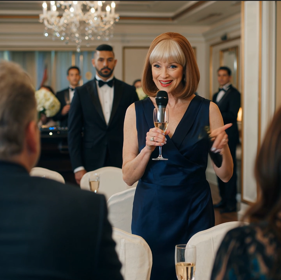 “As your new wife, I permit your mother to live in my old apartment!” my daughter-in-law announced at the wedding party, gripping the microphone like she’d just done something noble. I smiled because 150 guests turned their heads toward me at once, waiting to see if the groom’s mother would behave.