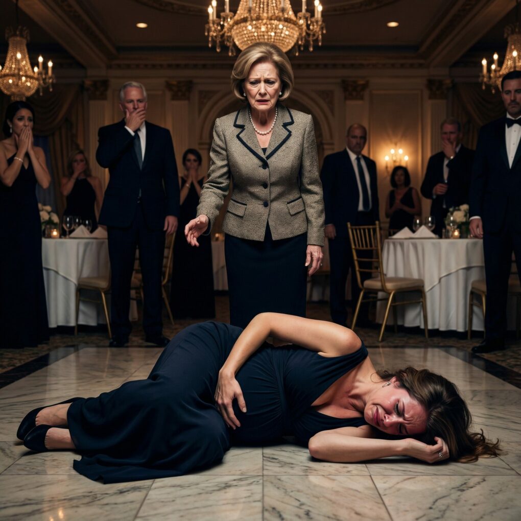 “I was eight months pregnant when my mother-in-law smiled and said, ‘Sit down, dear.’ The next second, the chair vanished beneath me. I hit the floor hard—and the scream that tore out of me wasn’t just pain. The room froze. Someone shouted, ‘Call 911!’ But as I clutched my stomach, one terrifying thought echoed in my mind… Was my baby still alive?