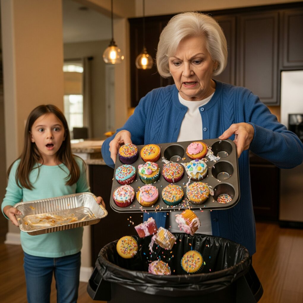 My 8-year-old spent five hours baking cupcakes for our family dinner. My mother tossed them into the trash, and my sister laughed, “Try again when you’re older.” I didn’t laugh. I stood up… and what I said next left the entire table silent.