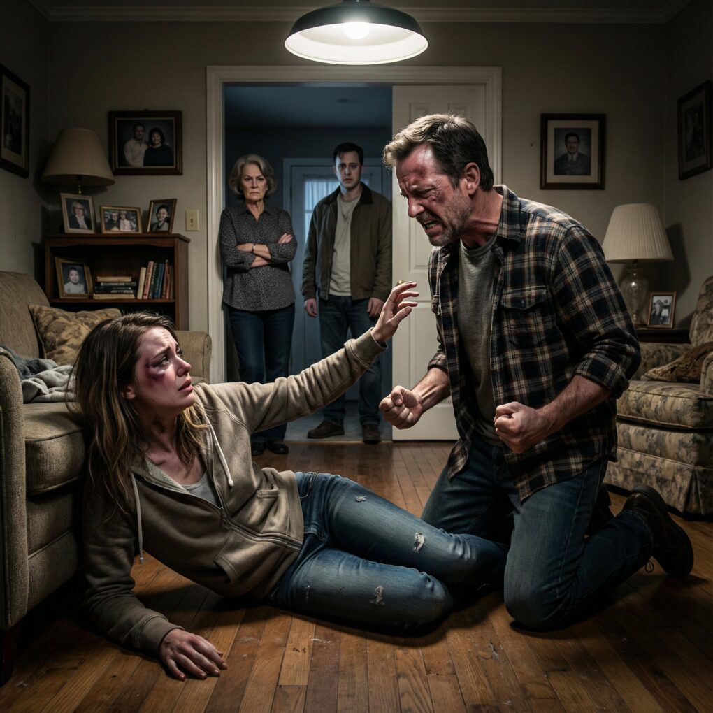 My daughter called me crying, “Dad, please come get me.” When I arrived at her in-laws’ house, her mother-in-law blocked the door and said, “She’s not leaving.” I pushed past her—and the moment I saw my daughter on the floor, I realized this wasn’t “family drama.” It was something they’d been hiding on purpose. They thought I would leave quietly. They had no idea the fury of a father was about to burn their entire world to the ground.