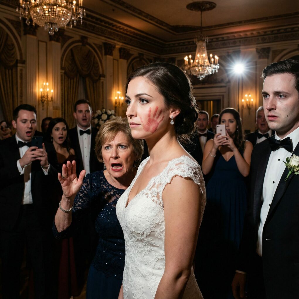 I still remember the sting on my cheek more clearly than the wedding vows. “You owe our family thirty thousand dollars,” my mother-in-law hissed, her smile gone as the guests froze. When I shook my head, her hand came down—hard. The room gasped. My husband whispered, “Just give it to her.” I didn’t cry. I smiled instead… because I knew what would happen next would leave them all speechless.