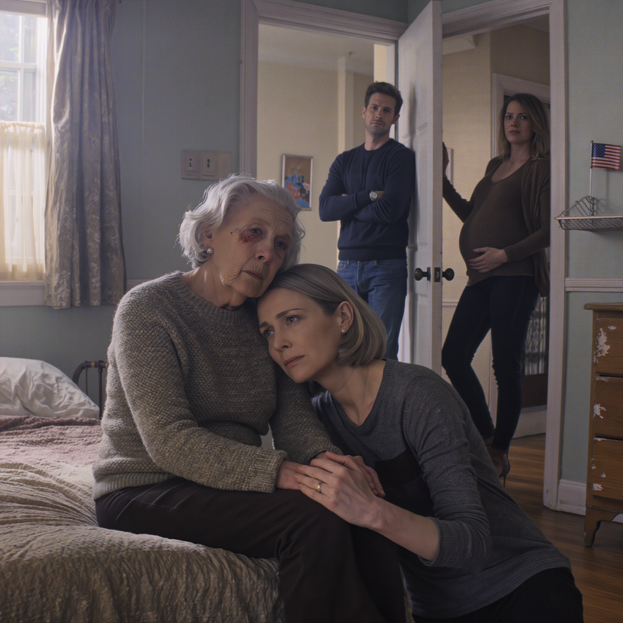 When my sister Ruth finally found me, I was sitting on a twin bed in an upstairs room, my left eye still bruised. Marcus filled the doorway, blocking the exit. Ruth looked at my face and asked the question I’d choked on for months: “Why isn’t she living in the house she bought with Otis?” Marcus didn’t hesitate. He smiled and said, “That house is my wife’s now. And if my mother keeps talking, I’ll hit her again and she’ll wear that color for weeks.”