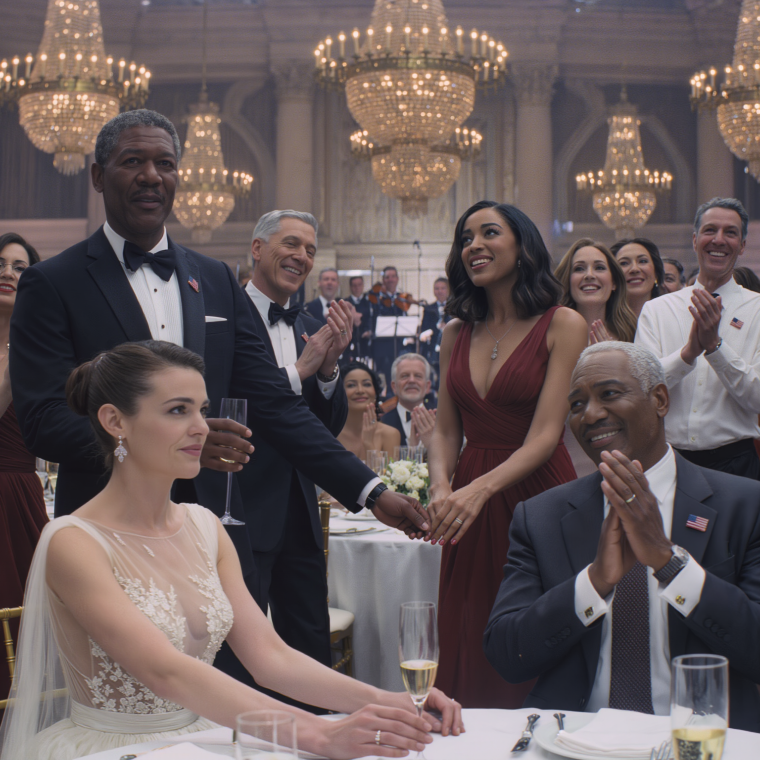 At our wedding my husband raised his glass and said, “This first dance is for the woman I’ve secretly loved for ten years” — then he walked straight past me, offered his hand to my sister, and the entire ballroom applauded like I was just decoration… so I leaned down to my father and asked one question that turned his smile to stone.