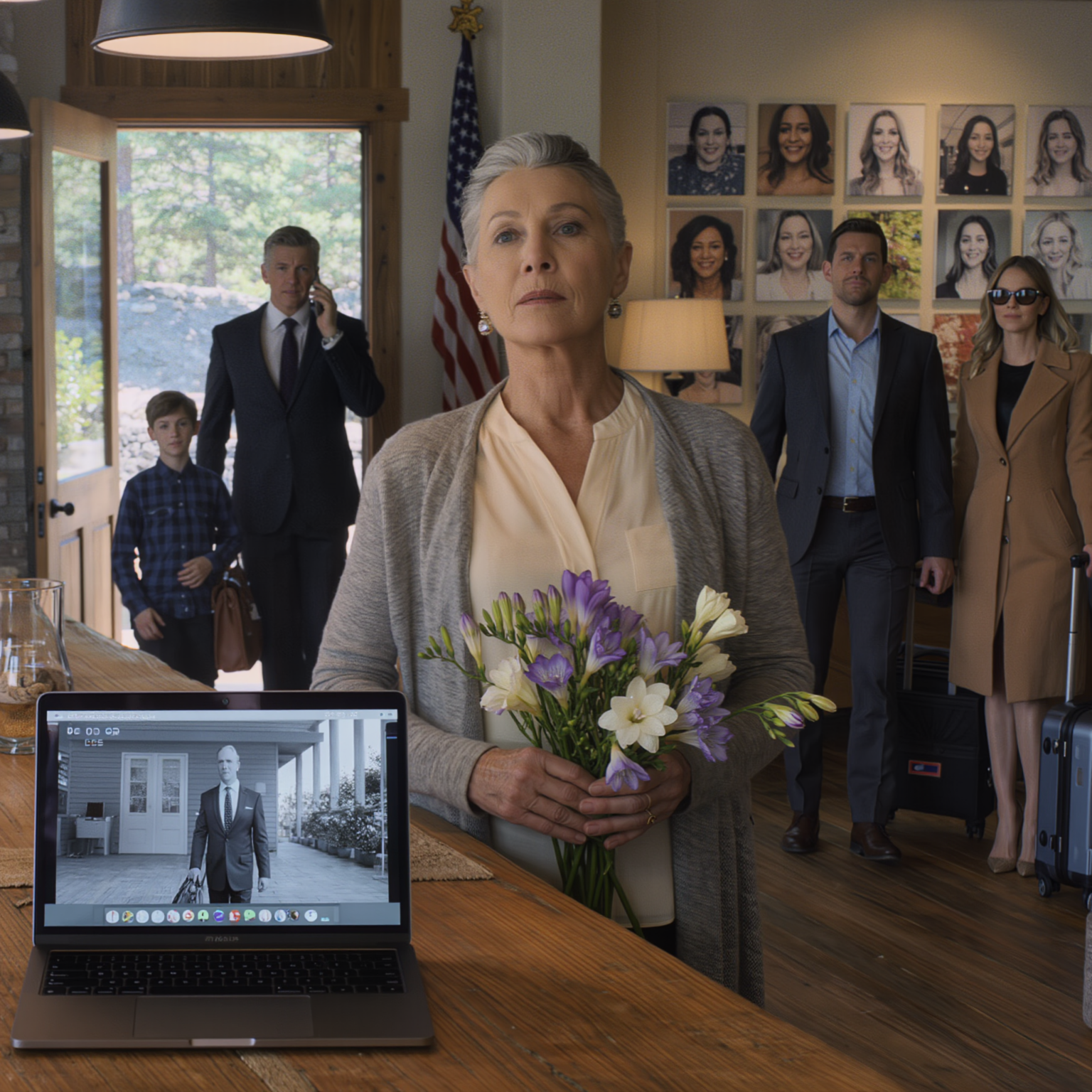 On a quiet mountain morning my son and his wife showed up with suitcases and a stranger in a suit and said, “Mom, we heard you bought a luxury place in the Rockies—let’s reconnect,” but through my own security feed I heard that stranger whisper, “If she refuses, we move her into a facility, call it ‘for her own good,’ and take the land,” and my blood went ice-cold.