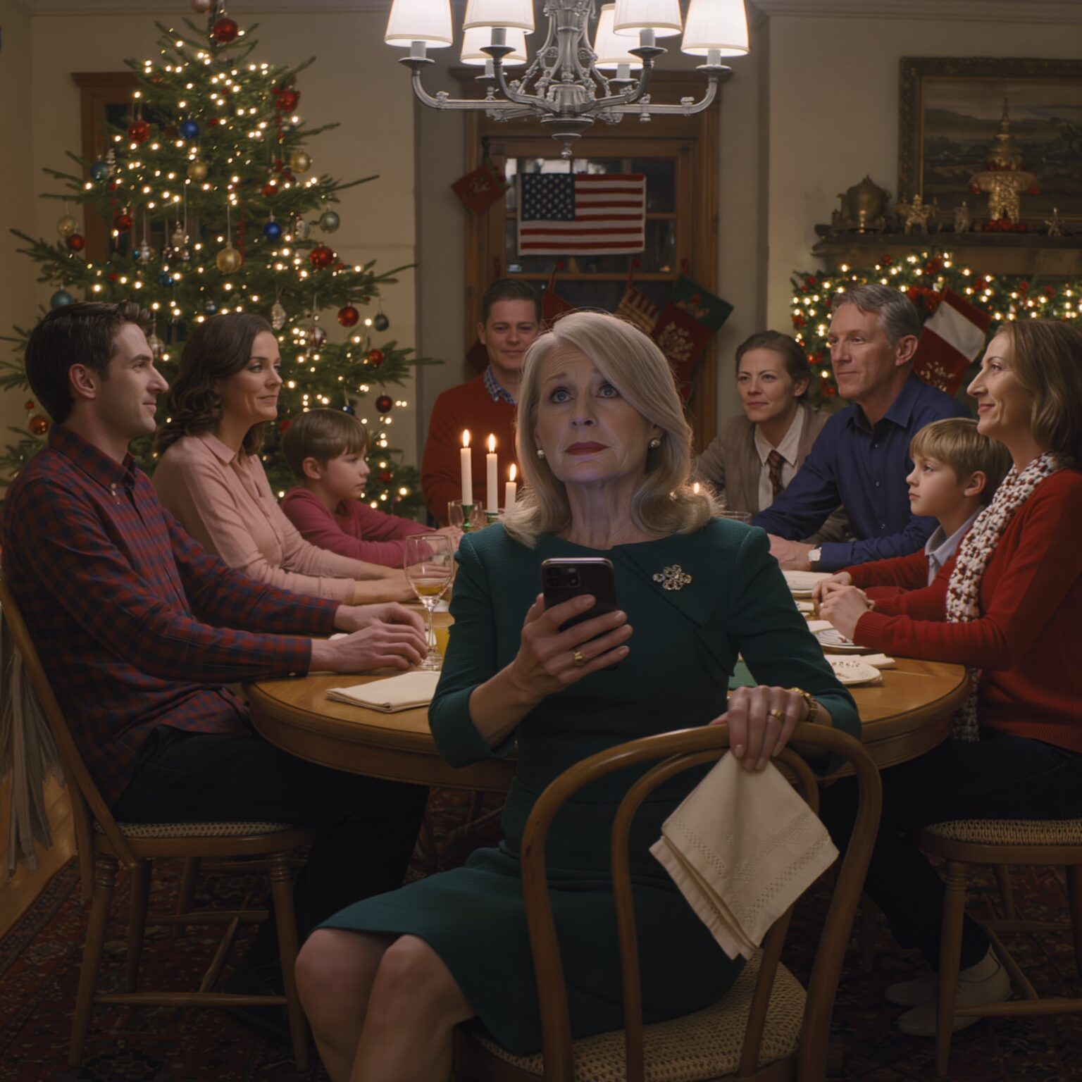On Christmas night, my son invited me to attend a “perfect family dinner.” As the dinner table had just been fully set, my phone suddenly vibrated — an unknown number texted: ‘Go home. Trust me.’ I gripped the phone tightly, then decided to stand up and leave the dinner.