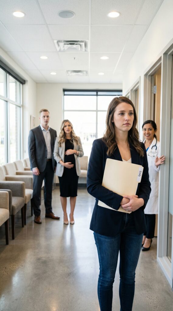 “I’m sorry,” my mother-in-law hissed, shoving my suitcase into the rain. “An infertile wife is useless.” My husband didn’t even flinch—he just tossed a check at my feet. “Five million. Consider it compensation.” Weeks later, I sat in the clinic lobby, heart hammering, when he walked in with his mistress—then froze. The doctor smiled at me. “Congratulations… it’s twins.” His face drained white. Mine didn’t. Because he still didn’t know whose babies they were… and why I came back.