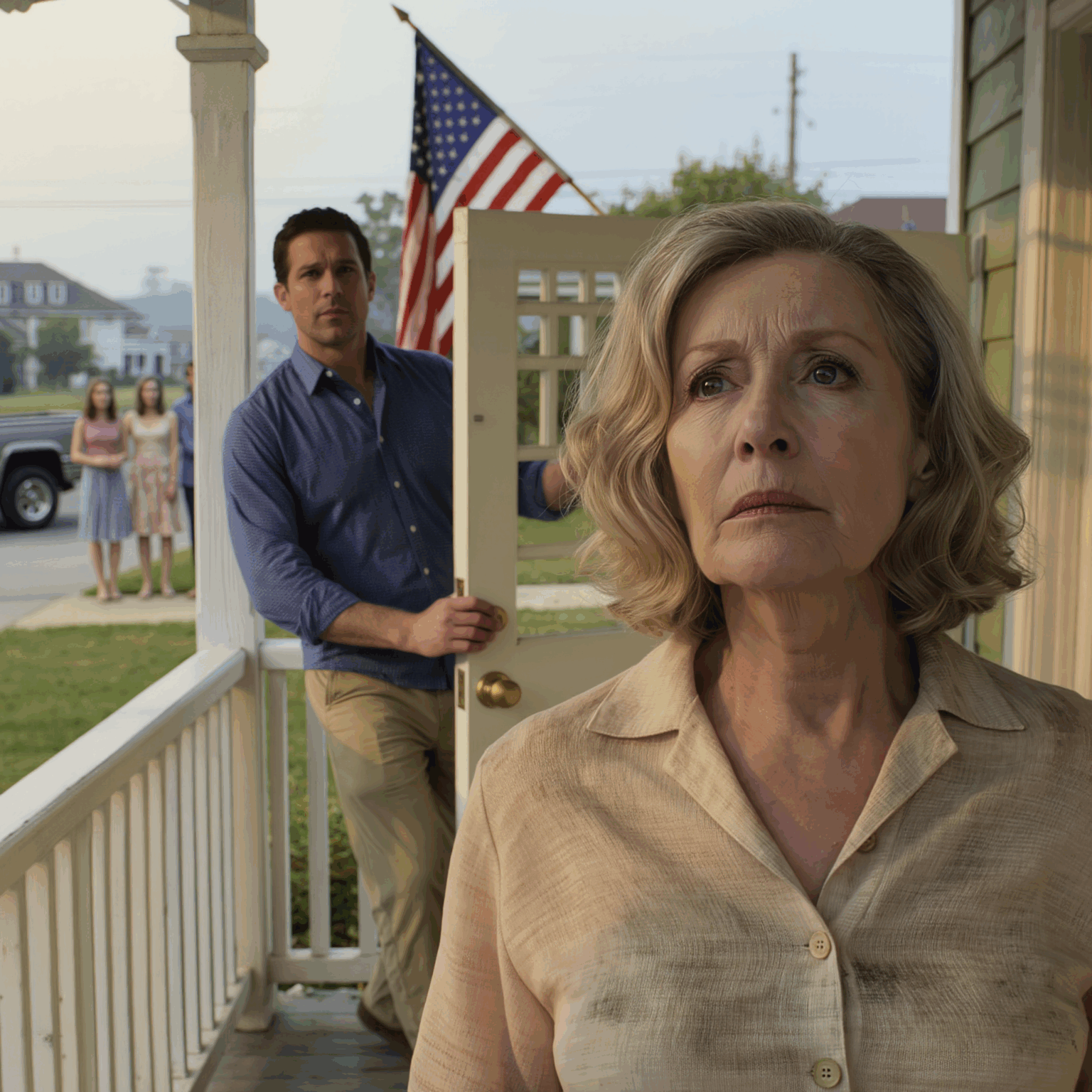 My farm was destroyed by a summer wildfire, and with no other options, I went to my daughter’s house. Her husband blocked the door: ‘You’ll ruin my Persian rug. You can’t stay here.’ Desperate, I called the son of my late neighbor, a boy I had raised like my own son—no one knew that he was now a billionaire, and no one knew I had his number. Until his helicopter landed on their lawn and he said three words.