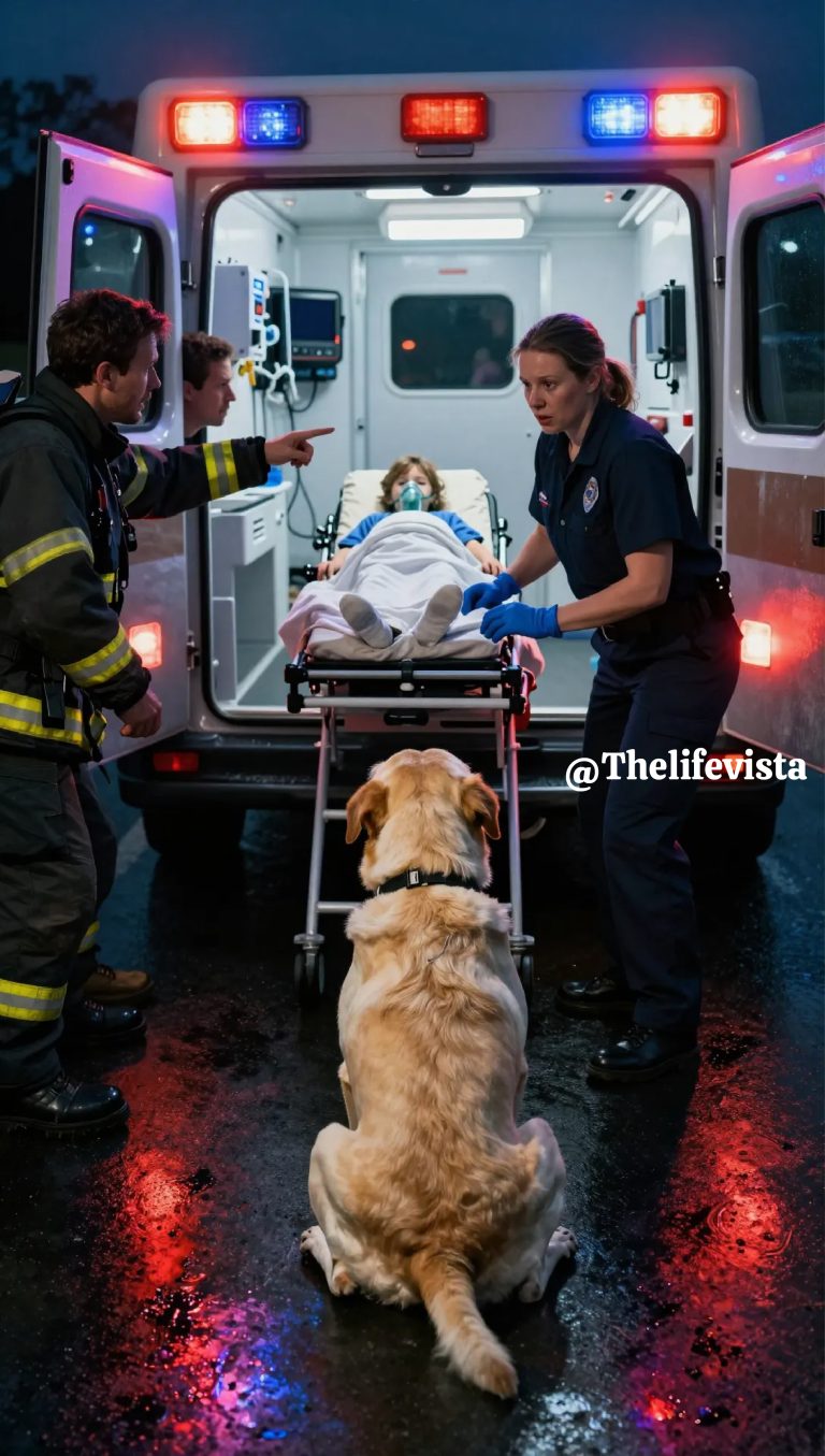 The Sirens Were Already Blazing and the Ambulance Was Seconds From Leaving When the Dog Locked Himself Behind It — People Yelled “Move Him, We’re Running Out of Time,” Until a Paramedic Looked Inside, Turned Ash-Pale, and Whispered, “Stop… something’s wrong”