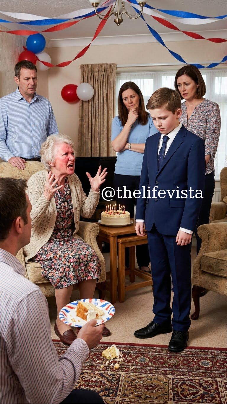 At his grandmother’s birthday, my son stood up in his suit. She snapped, “Sit down—you’re embarrassing yourself.” He met her eyes and said quietly, “No. I’m setting us free.”