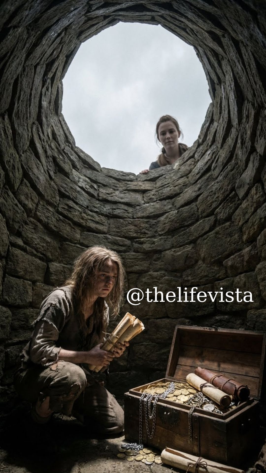 My mother-in-law shoved me into a dry well, fully intending to leave me there to die. Bruised and shaken at the bottom, I expected only darkness— but instead, I found an old chest overflowing with gold. Beneath it lay a yellowed will from my husband’s ancestors, declaring that whoever discovered the treasure would become the family’s rightful heir.