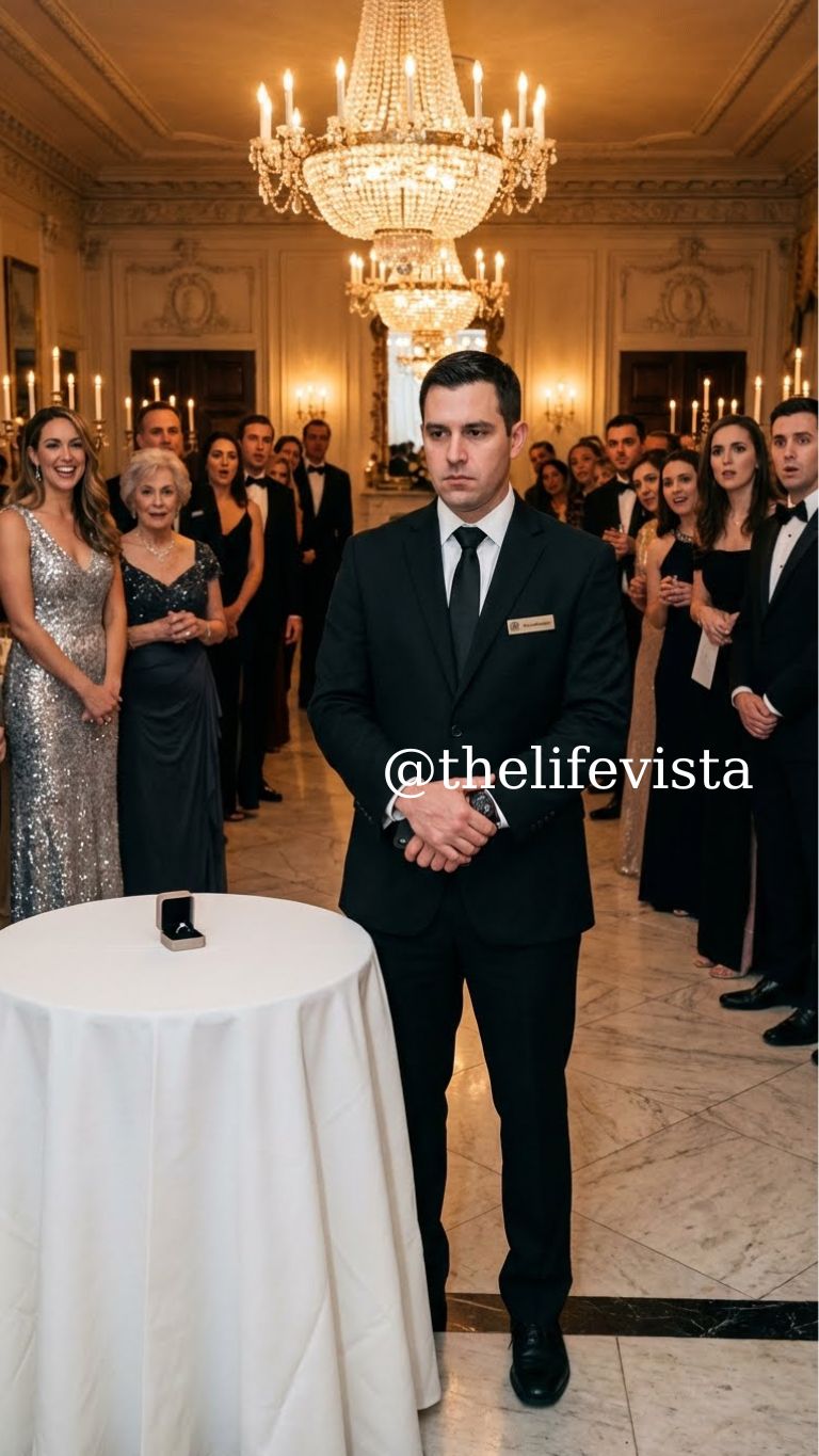 At a luxury party, my wife’s mother handed me a name badge. It read: Housekeeper. My wife laughed and said, “Food’s for family.” There was no seat for me at the table. I didn’t argue. I removed my wedding ring and placed it on the table in front of 370 guests. They thought they’d humiliated me. They had no idea what was coming next.