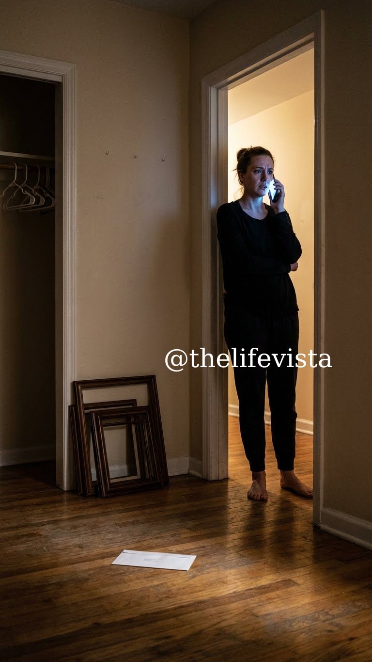 “Stay home,” she snapped, adjusting her hair. “I’m embarrassed to introduce you as my boyfriend.” I smiled and said, “Of course.” The door shut, and something in me went silent. That night, I packed everything—every shirt, every photo she claimed to love. At 2 a.m., she staggered in laughing… then stopped cold at the empty rooms and the note on the floor: You don’t need to be embarrassed anymore. That’s when her phone rang.