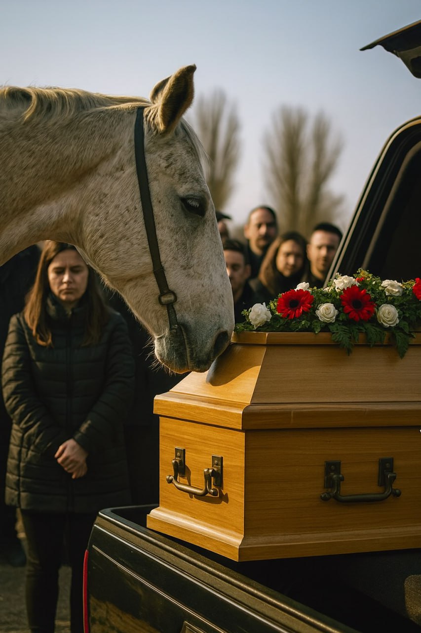 Während der Beerdigung, als der Sarg gerade in den Leichenwagen geladen wurde, tauchte plötzlich ein Pferd auf. Langsam näherte es sich dem Sarg, und das, was es dann tat, versetzte alle Anwesenden in Schock.