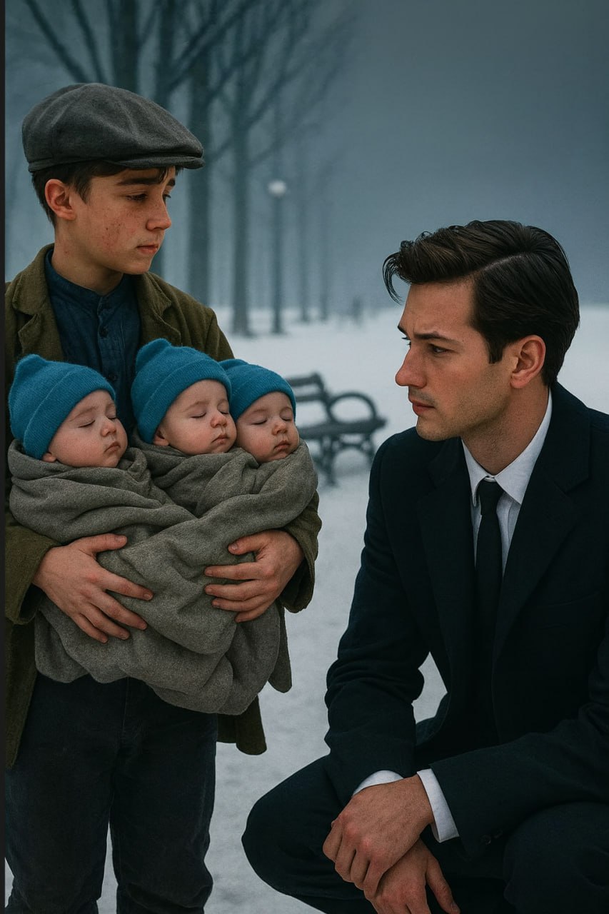 Ein wohlhabender Geschäftsmann hielt sein Auto mitten im Schnee an