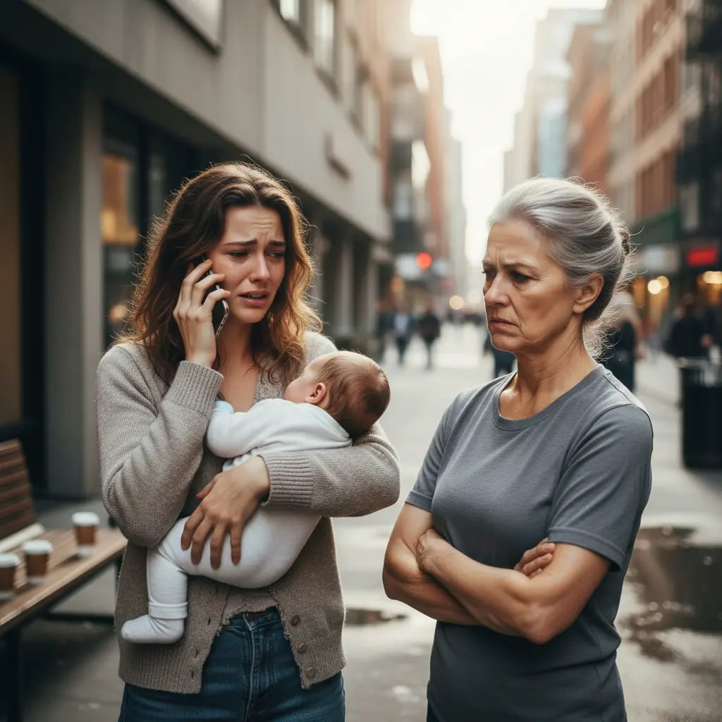 Als ich mein Baby nach Hause trug, ergriff plötzlich eine alte Frau meinen Arm. „Geh nicht hinein – ruf sofort deinen Vater an“, flüsterte sie eindringlich. Doch mein Vater war seit acht Jahren tot. Trotzdem wählte ich seine alte Nummer … und als er abnahm, ließ mich das, was er mir erzählte, erstarren.