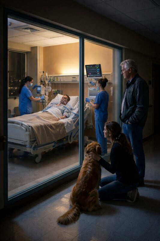 Er blieb drei Tage vor der Intensivstation — als die Ärzte endlich zuhörten, begriffen sie, dass der Hund nie gewartet hatte