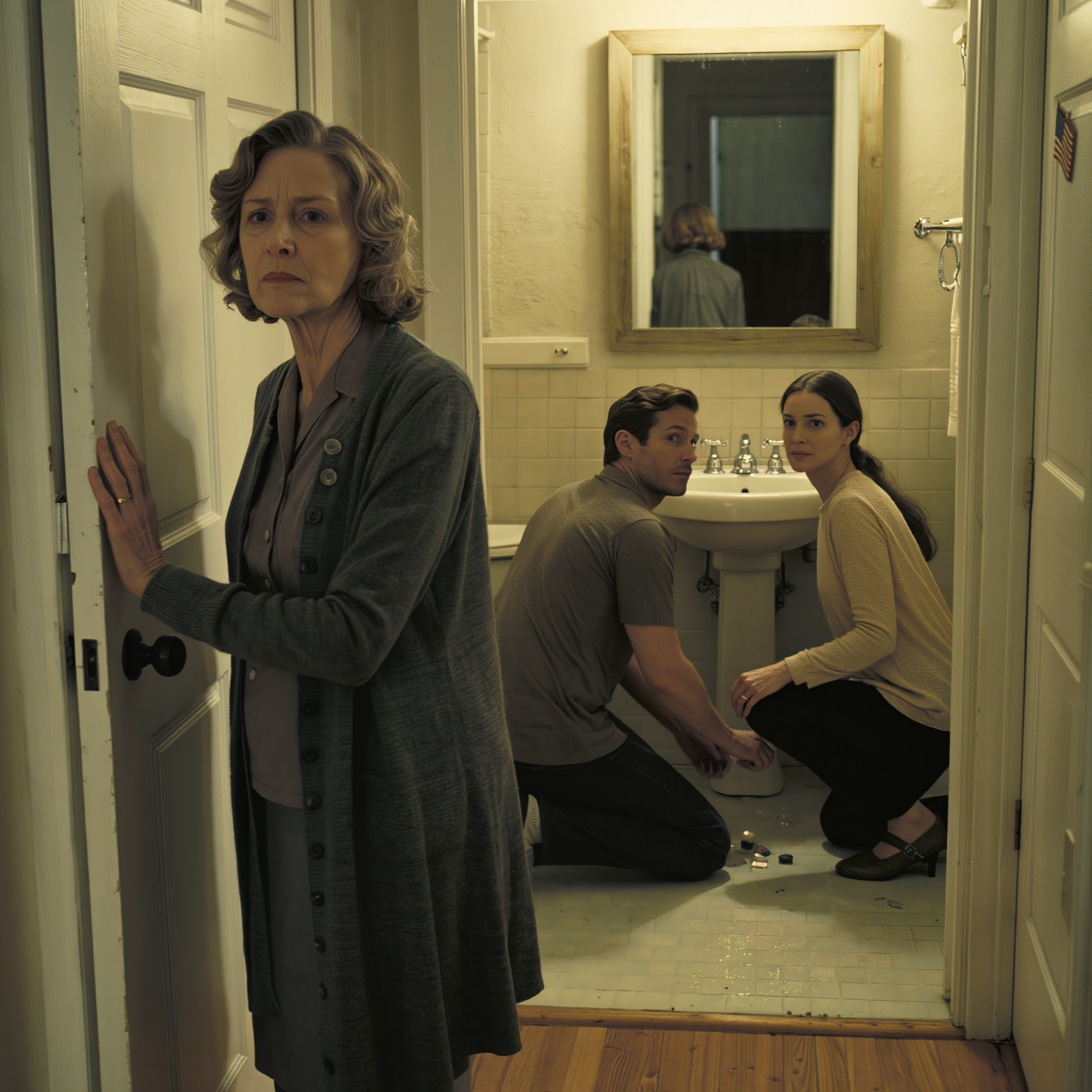 I walked into the bathroom and caught my son and his wife setting up the scene for one of my ‘accidental slips’: the floor was wet, things were scattered everywhere, and they had even marked a spot on the tile. I pretended I didn’t know anything. Three weeks later, they went ahead with what they had planned.