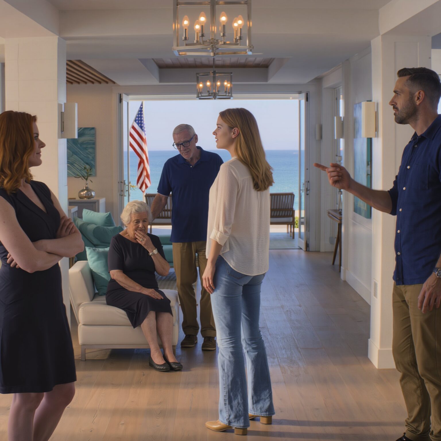 I gave my parents a $425,000 seaside villa on the California coast for their 50th wedding anniversary. When I arrived, my mother was crying, my father was angrily standing on the porch, and all the luggage had been pushed outside. My brother-in-law pointed at my father and shouted, “This is my house, Mom and Dad, get out of here!” My older sister burst out laughing — until I walked in.