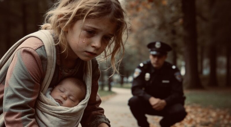 Ein Polizeibeamter dachte, er würde auf einen Routineeinsatz reagieren – bis er ein obdachloses kleines Mädchen fand, das Müll sammelte, während es ein Baby trug… Was sie ihm zuflüsterte, brach ihn
