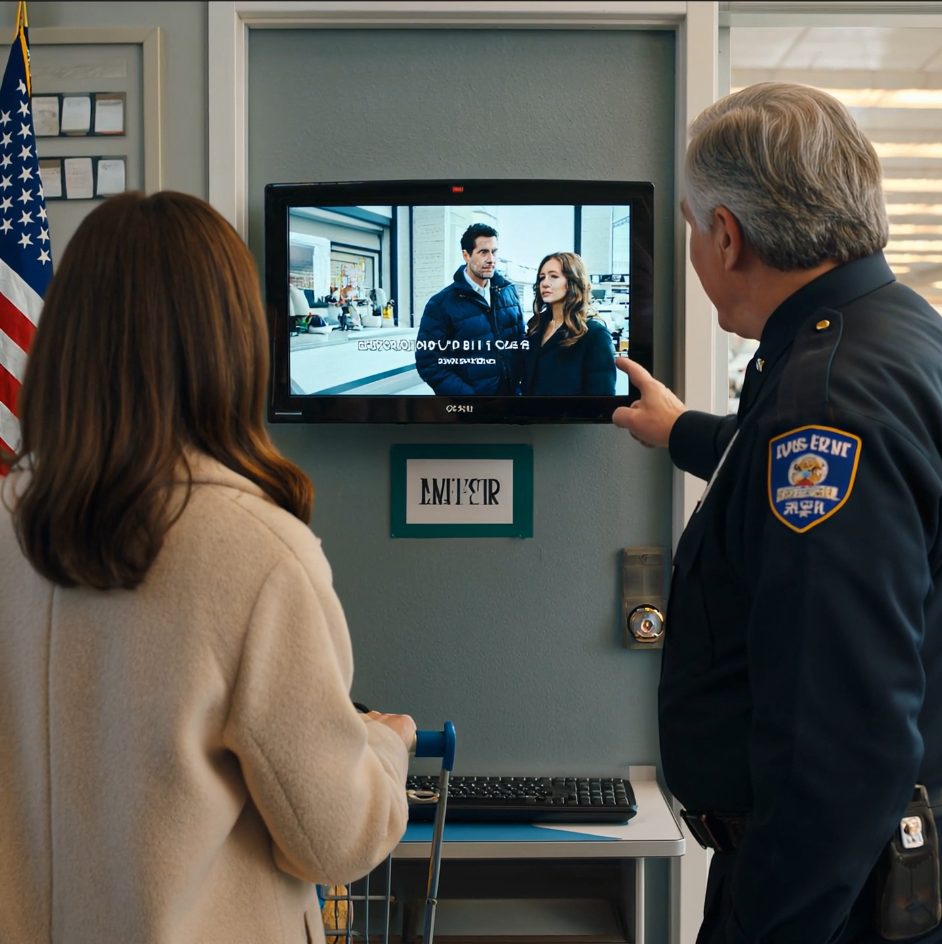 My husband stepped away to take a phone call at checkout, and an elderly security guard quietly asked me, “Is that your husband?” I nodded—then he said, “Come with me, dear. You’d better see it for yourself…”