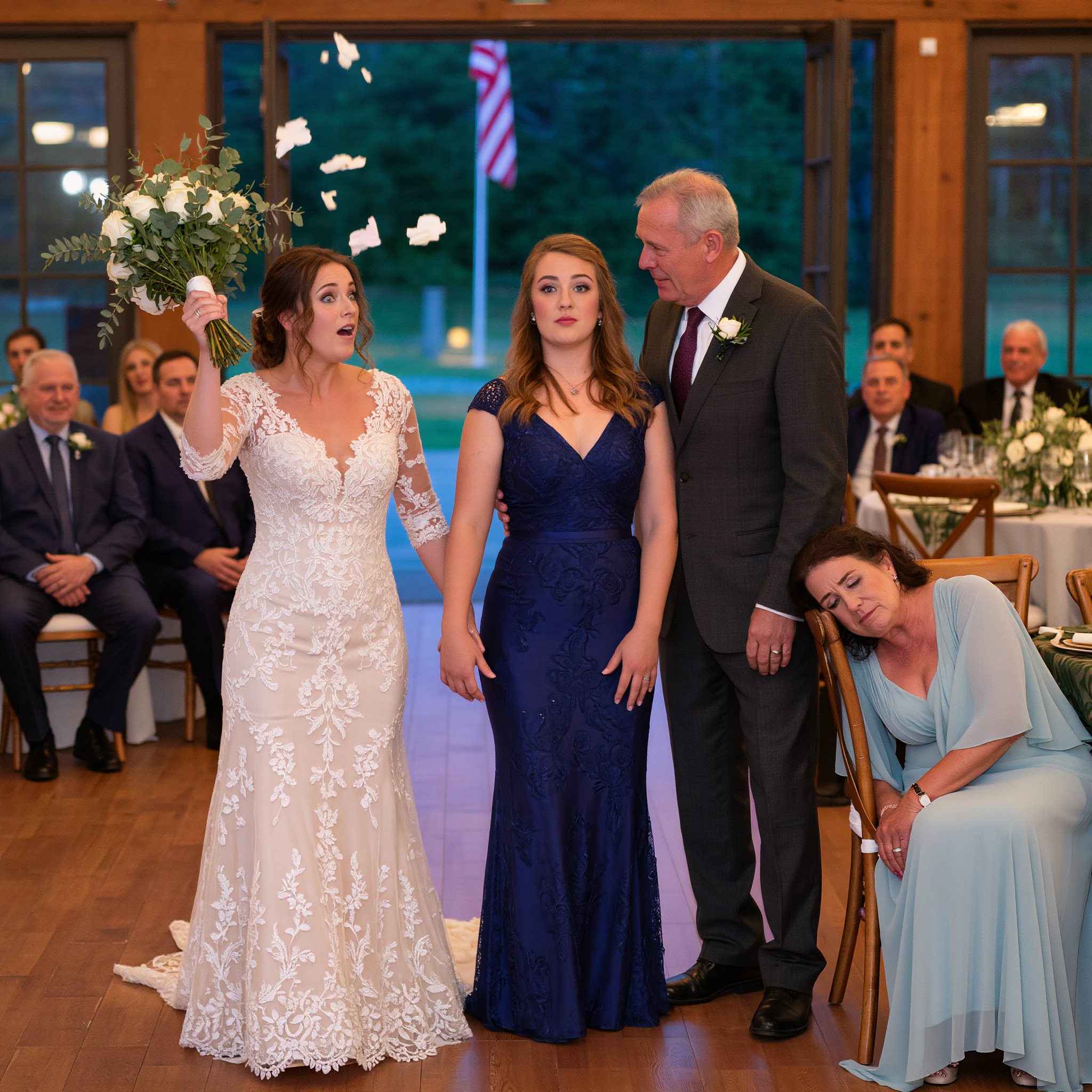 ‘How are you still alive?’ my dad blurted as I walked into my sister’s wedding. The room held its breath—forks stiff, whispers hushed, even the band let the Etta James song hang in the air like a question. Dad’s smile dropped like a stop sign. He never got over the harsh truth, and what he said next froze the room.