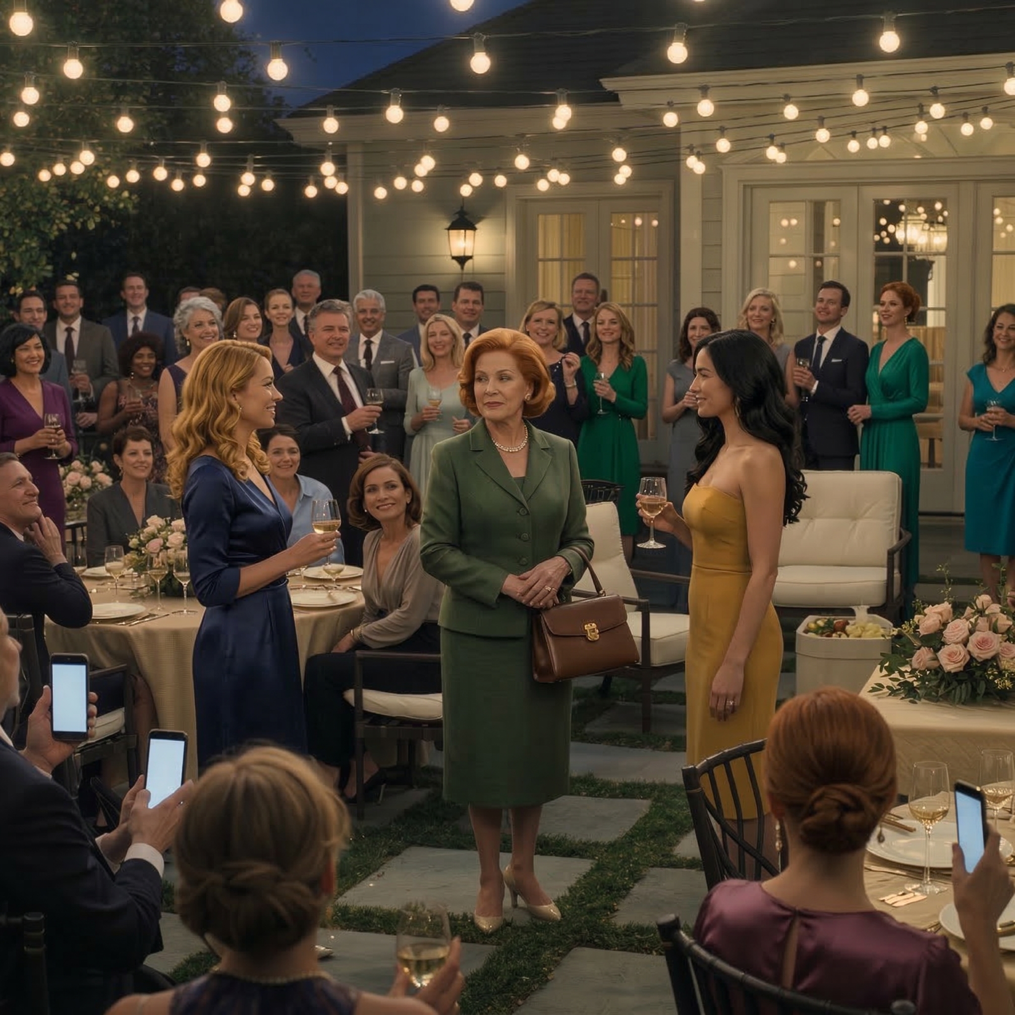 Eleanor Thompson had heard cruel things before, but never like that. Not in a backyard glowing with café lights, not in front of more than fifty well-dressed guests balancing wine glasses and polite smiles, and definitely not with phones lifted to record the moment like it was party entertainment.