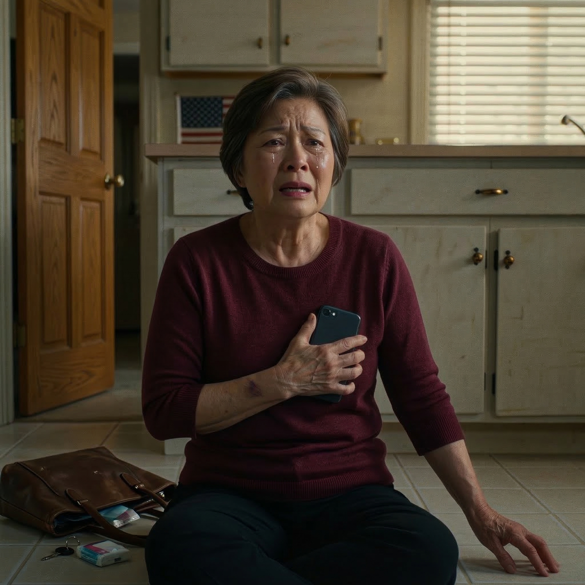 Lying on the kitchen floor from a strange pain, I called my son, and he replied flatly, “It’s Katie’s birthday today, I’ll come tomorrow.” I heard the party noise and the line went dead, the ambulance lights swept across my window, a nurse asked if family was coming, I shook my head, and on the way to the hospital I made a quiet choice that made every later apology too late.