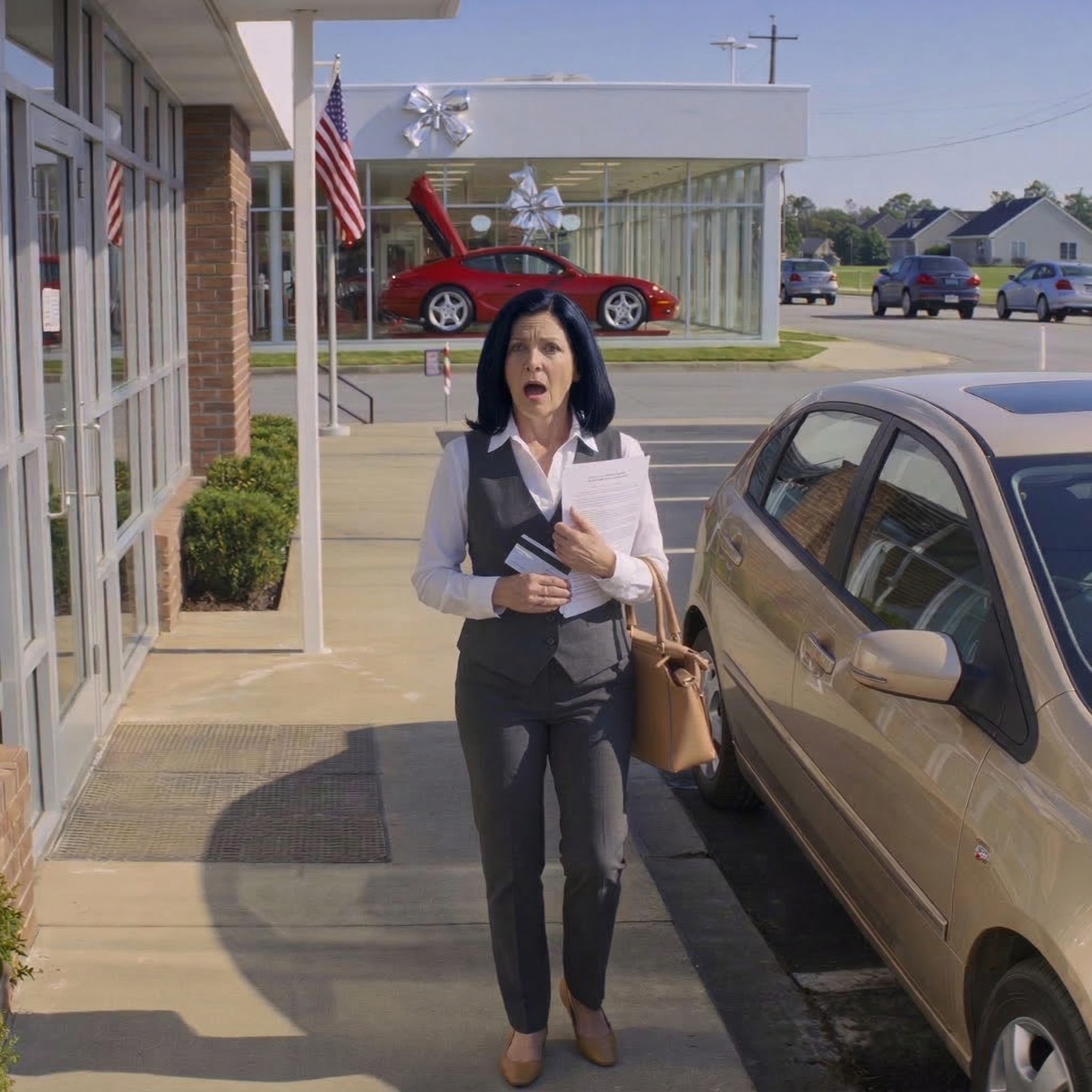 I did not do it in anger. I did it with my hands shaking in the parking lot of my bank branch, while morning traffic rolled past and the showroom across the street glowed like a promise meant for somebody else.