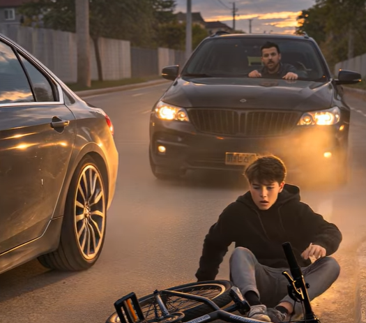 息子が自転車に乗っていたところを突然車が割り込んできて、息子は危うくアスファルトに落ちそうになりました。