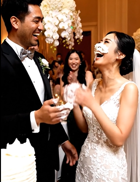 新郎はケーキを切るときに冗談で私の顔をケーキにぶつけました。みんなに衝撃を与えた私の兄に、私は泣きそうになりました。