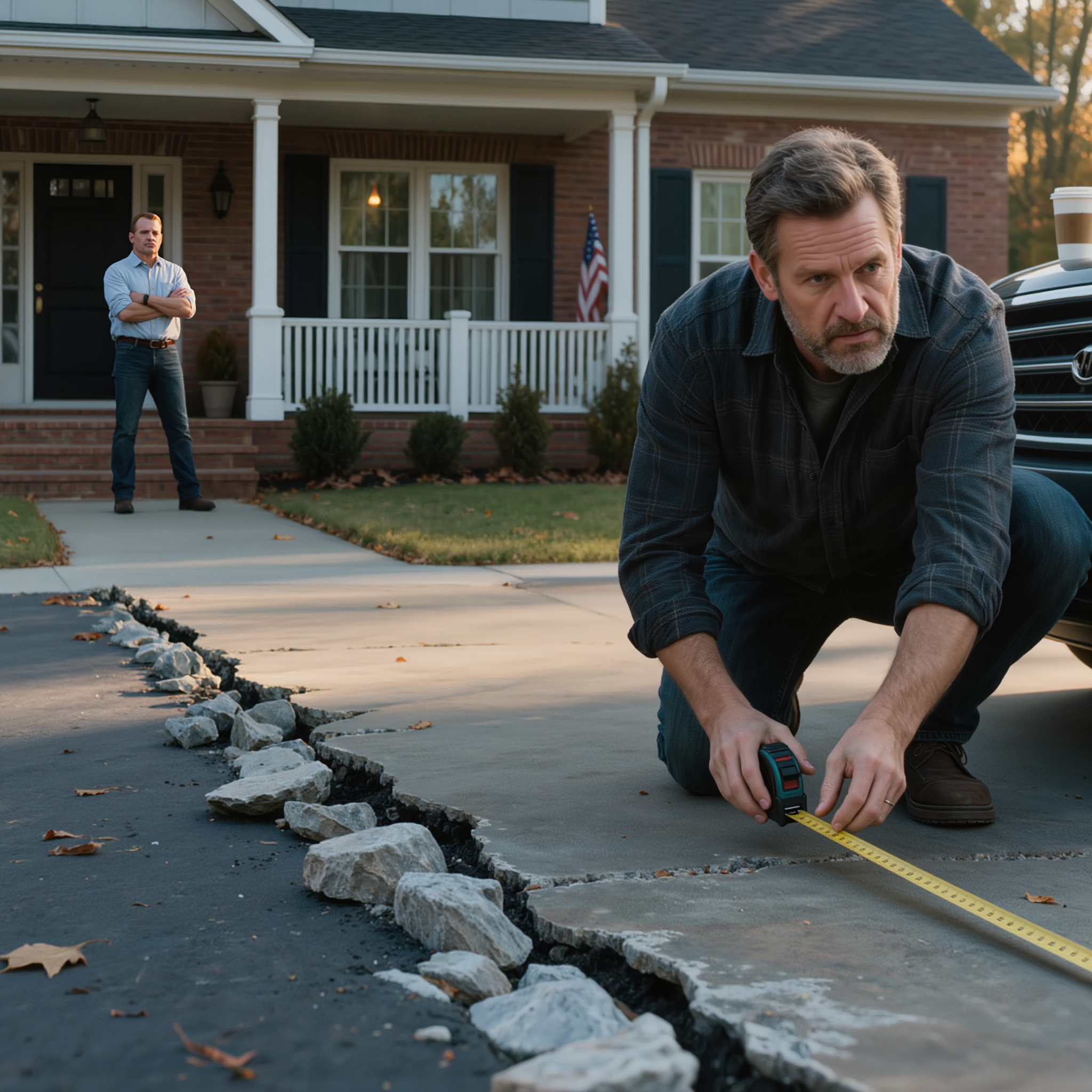 The house next door had just changed hands, and within a few weeks I walked out with my coffee and saw my driveway had gone from 12 feet to 10, with a clean new stone border sitting neatly on my land, while they said it “looks right” and acted like that strip had always been theirs — the biggest mistake was not the two feet of concrete that disappeared, but that they thought I would just see it and let it go