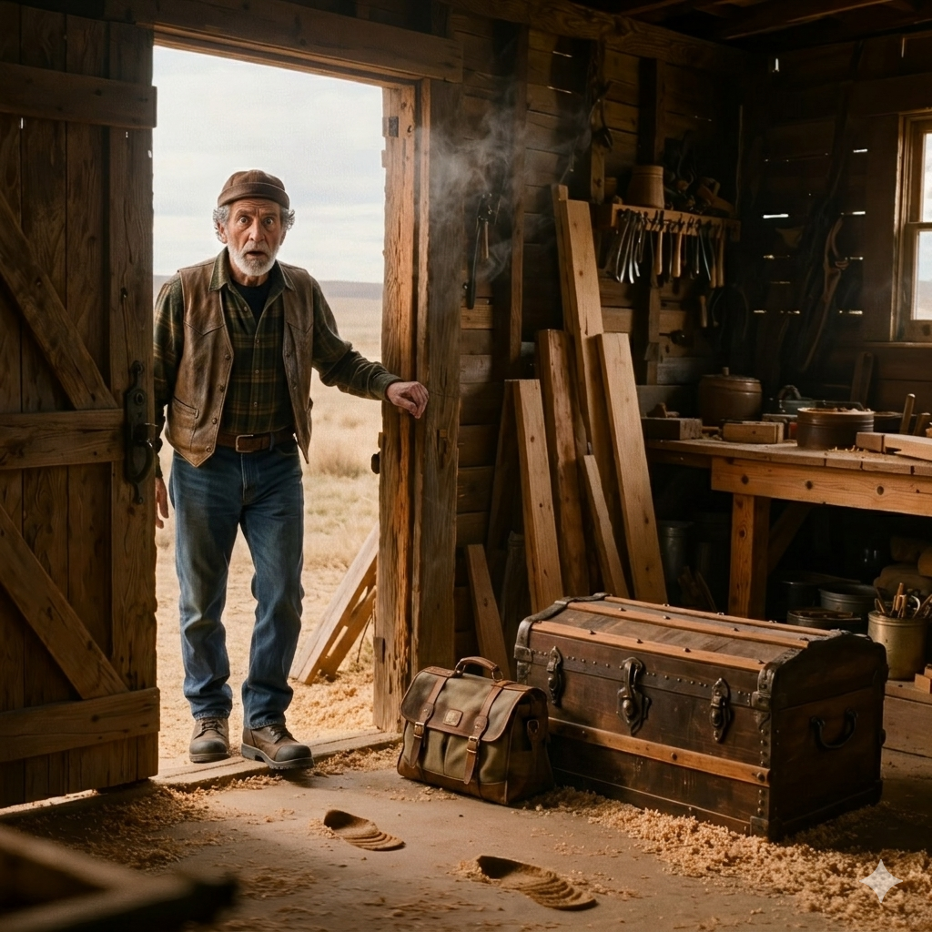 At the hardware store, I paid for an elderly woman’s nails and small supplies, but when she gripped my arm and whispered not to sweep the sawdust in my workshop after my son-in-law left, I thought she had mistaken me for someone else — until the next morning, when I opened the workshop door and froze at the marks on the floor.